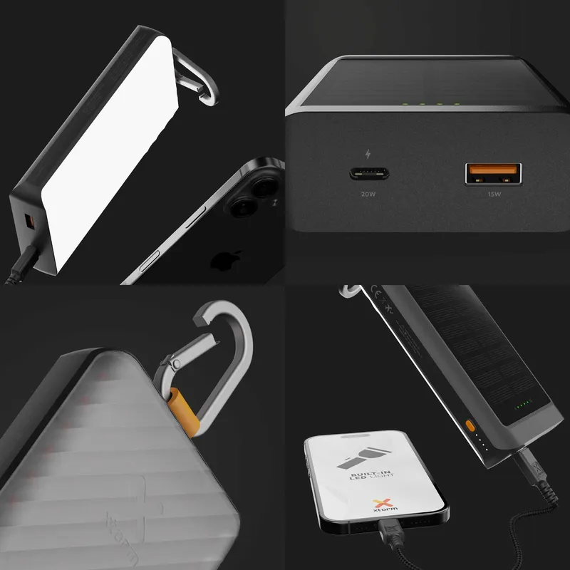 Xtorm Solar USB-A/C Power Bank 10.000mAh/20W with Flashlight Black - 9510355