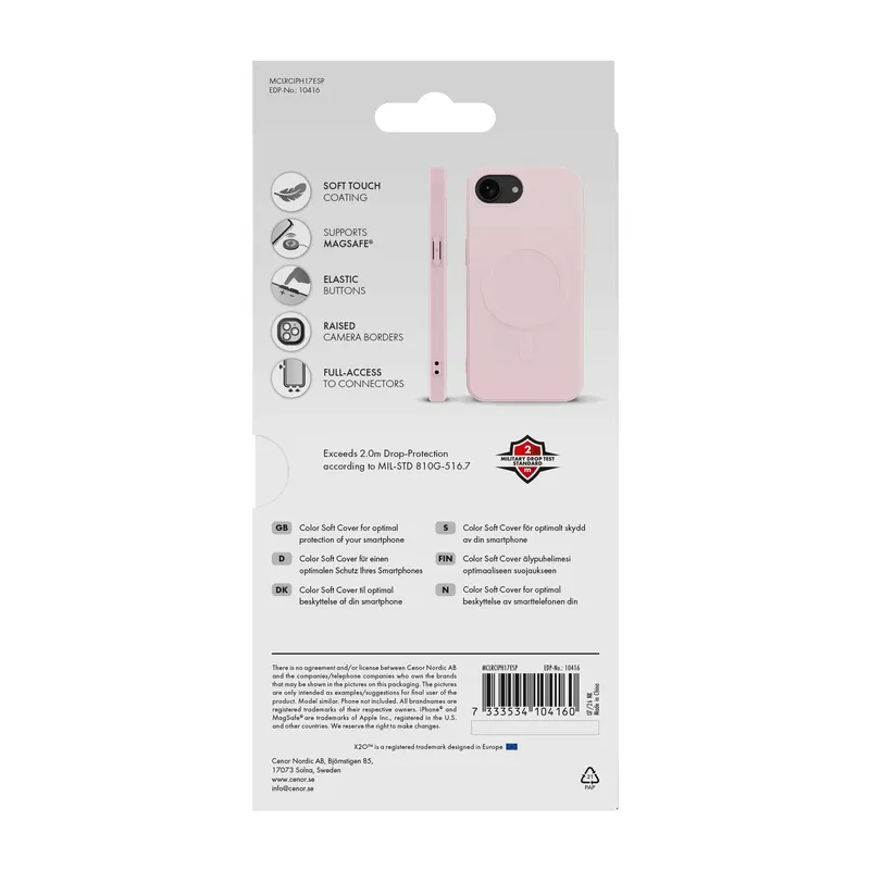X2O Mag Color Cover Apple iPhone 17e/16e Soft Pink - 3410416