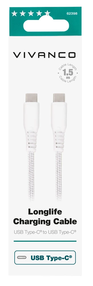 Vivanco Longlife USB-C/C 2.0 Cable 1.5m White - 2862398