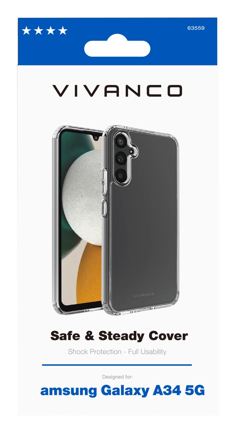 Vivanco Safe & Steady TPU Cover Galaxy A34 5G Clear - 2863559