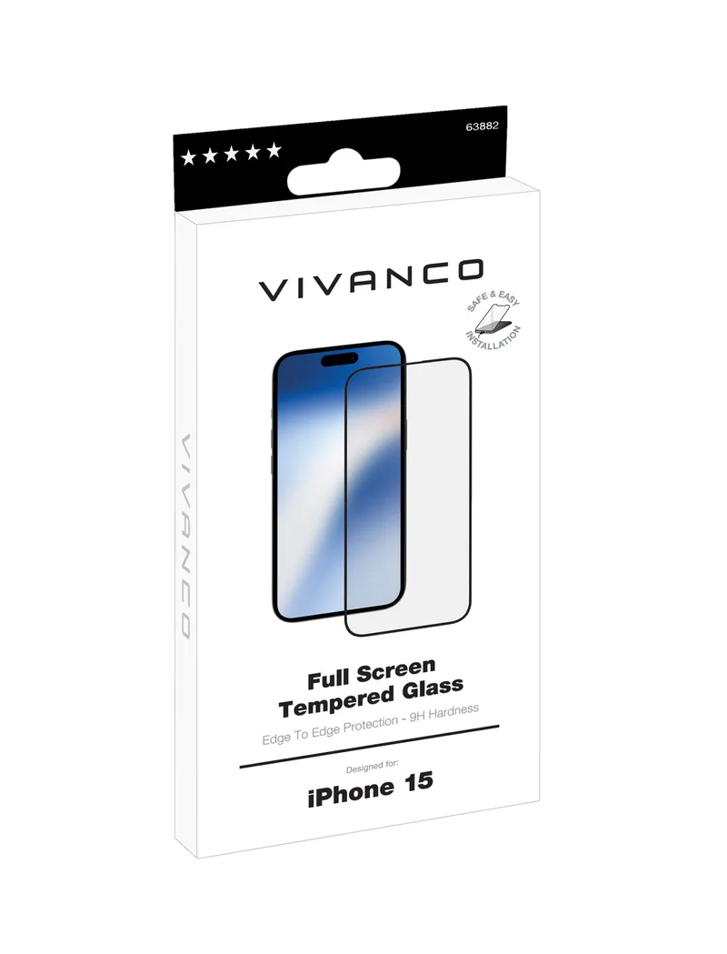 Vivanco Full Screen Tempered Glass 9H iPhone 15 - 2863882
