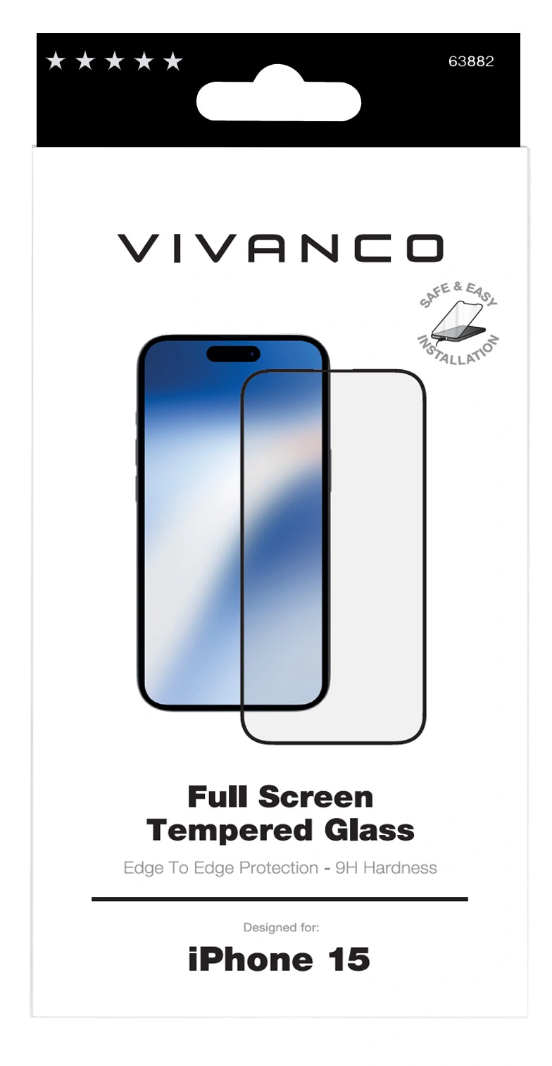 Vivanco Full Screen Tempered Glass 9H iPhone 15 - 2863882