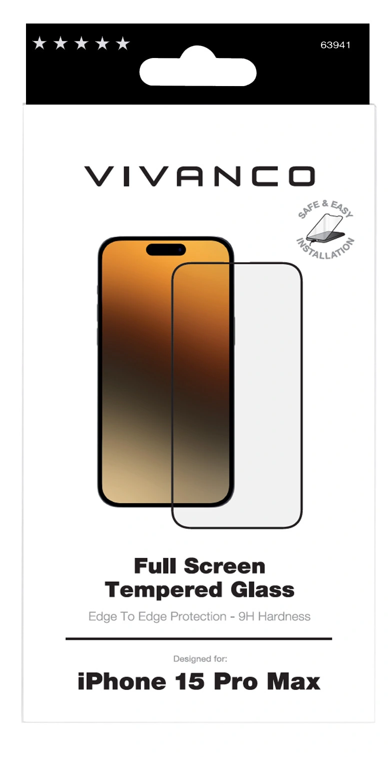 Vivanco Full Screen Tempred Glass iPhone 15 Pro Max - 2863941