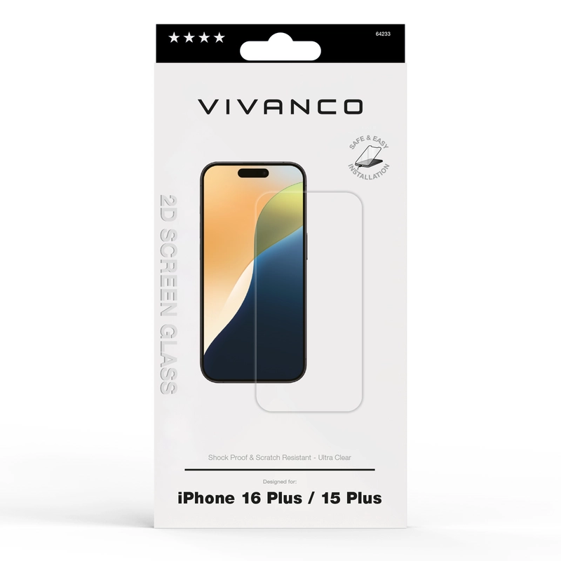 Vivanco Tempered Protection Glass 9H iPhone 16/15 Plus - 2864233