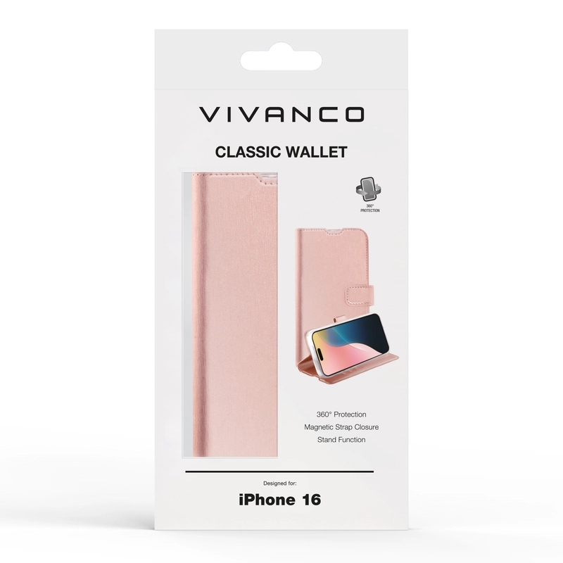 Vivanco Classic Wallet iPhone 16 Rose Gold - 2864253