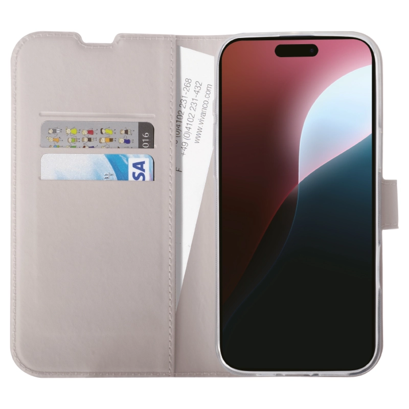 Vivanco Classic Wallet iPhone 16 Pro Greige - 2864258