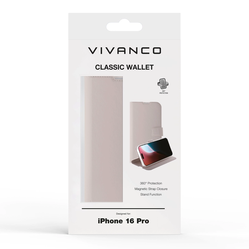 Vivanco Classic Wallet iPhone 16 Pro Greige - 2864258