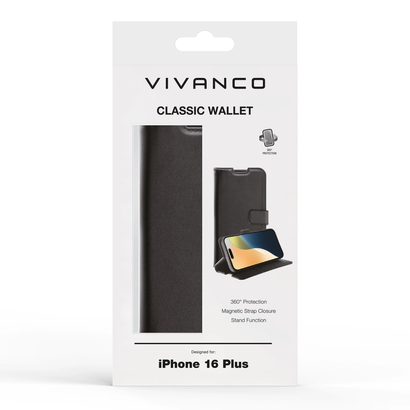 Vivanco Classic Wallet iPhone 16 Plus Black - 2864261
