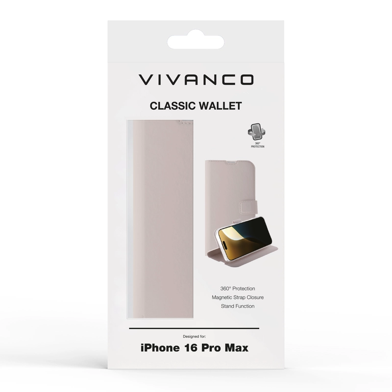 Vivanco Classic Wallet iPhone 16 Pro Max Greige - 2864265