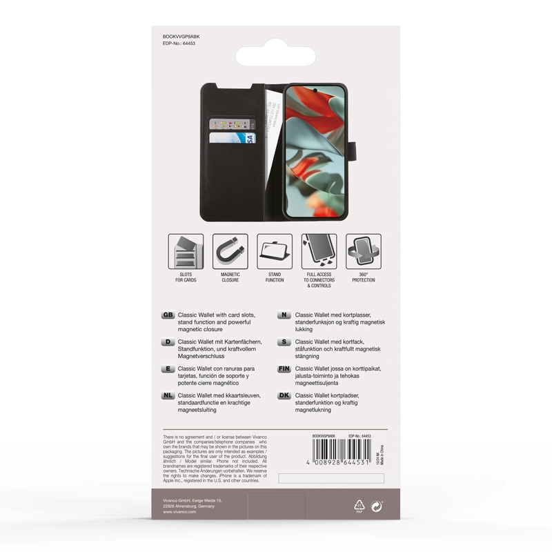 Vivanco Classic Wallet Google Pixel 9a Black - 2864453
