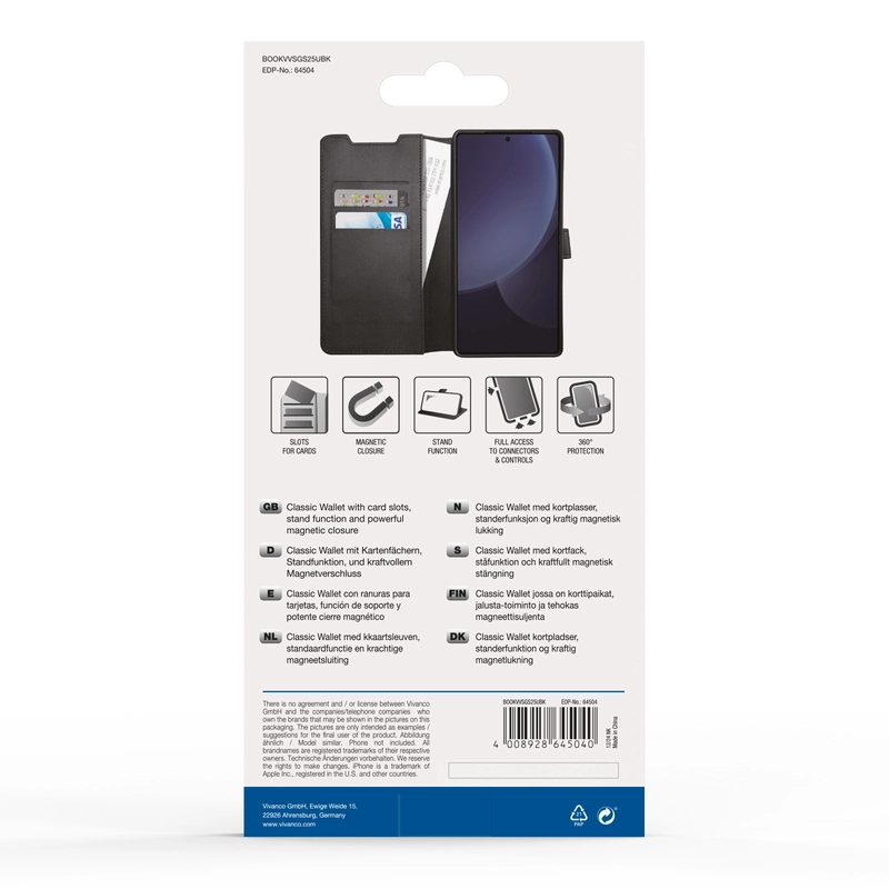 Vivanco Classic Wallet Samsung Galaxy S25 Ultra Black - 2864504