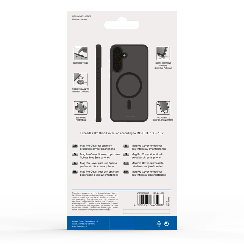 Vivanco Mag Pro Cover Samsung Galaxy S25+ Clear/Black - 2864508