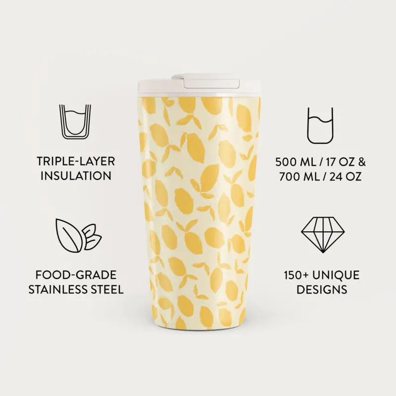 Burga Lemon Tart - Travel Mug 500ml with Flap & Straw Set - 2950282