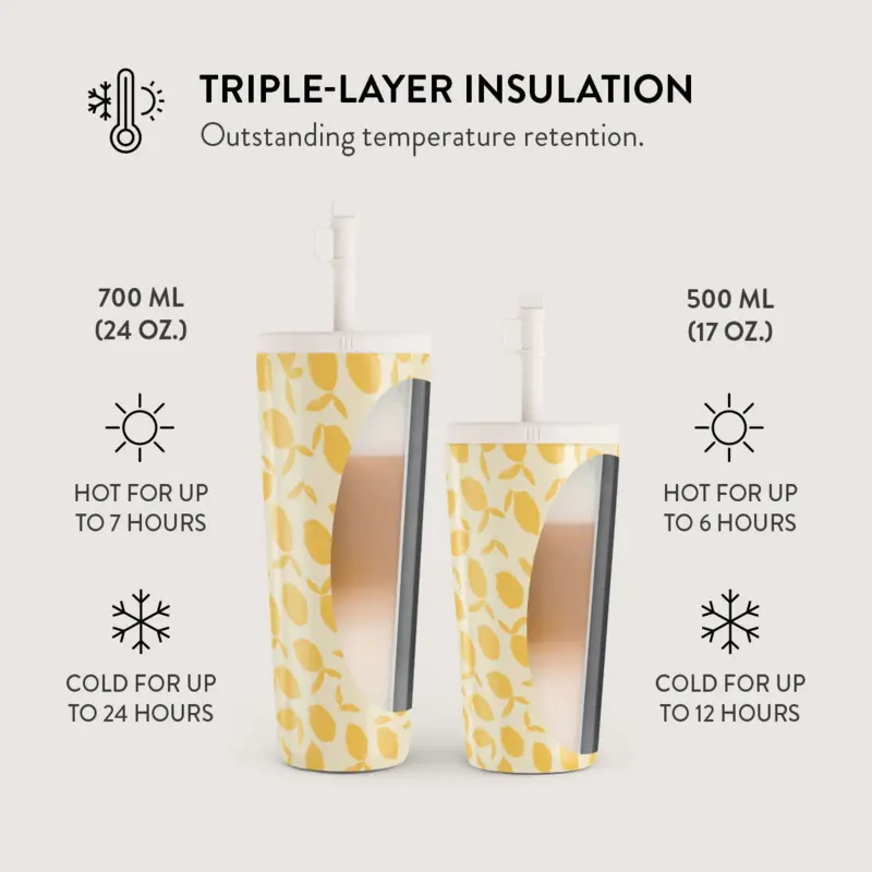 Burga Lemon Tart - Travel Mug 500ml with Flap & Straw Set - 2950282