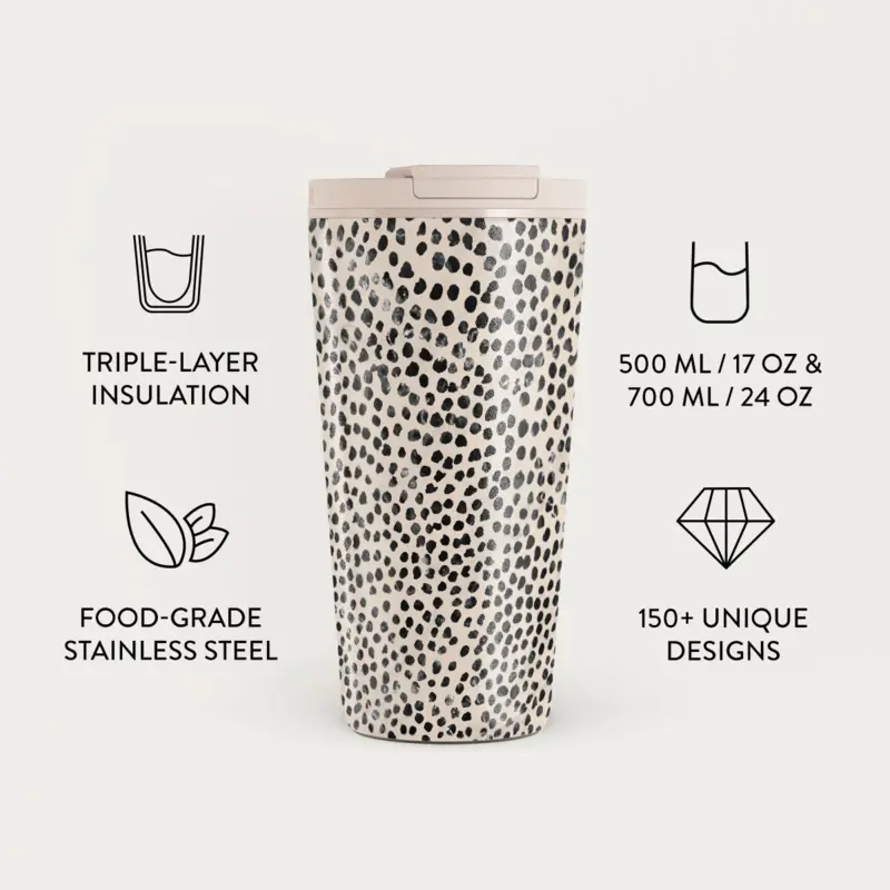 Burga Almond Latte - Travel Mug 500ml with Flap & Straw Set - 2950349