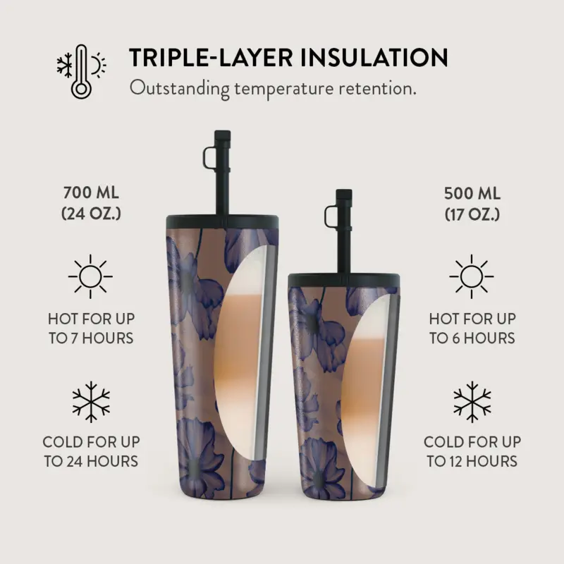 Burga Velvet Night - Travel Mug 500ml with Flap & Straw Set - 2950398