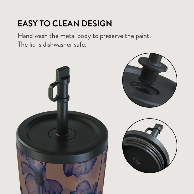 Burga Velvet Night - Travel Mug 500ml with Flap & Straw Set - 2950398