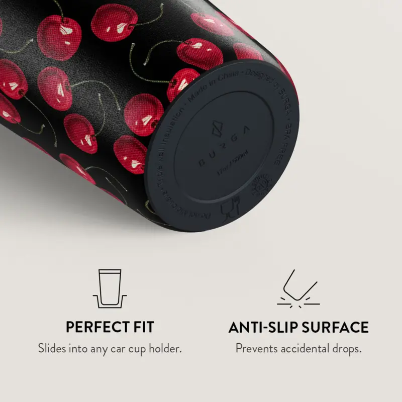 Burga Cherrybomb - Travel Mug 500ml with Flap & Straw Set - 2950404
