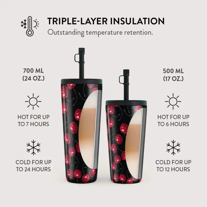 Burga Cherrybomb - Travel Mug 500ml with Flap & Straw Set - 2950404