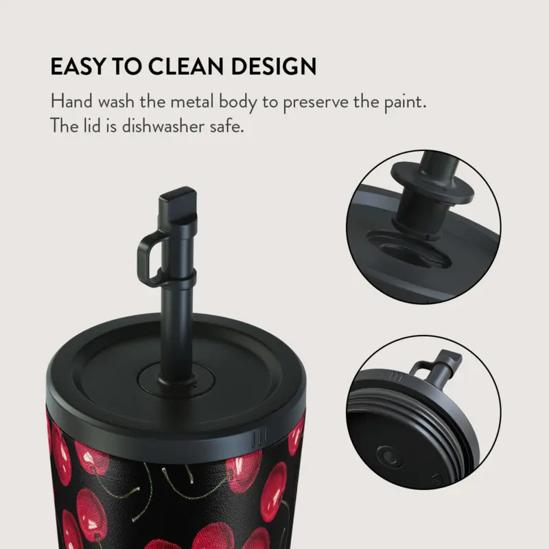 Burga Cherrybomb - Travel Mug 500ml with Flap & Straw Set - 2950404