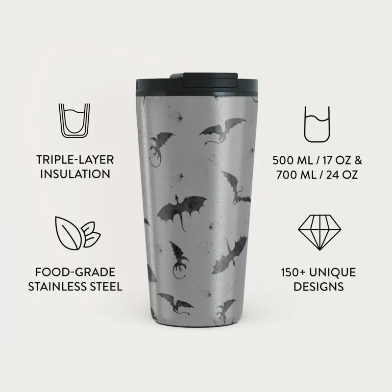 Burga Draco - Travel Mug 500ml with Flap & Straw Set - 2974754