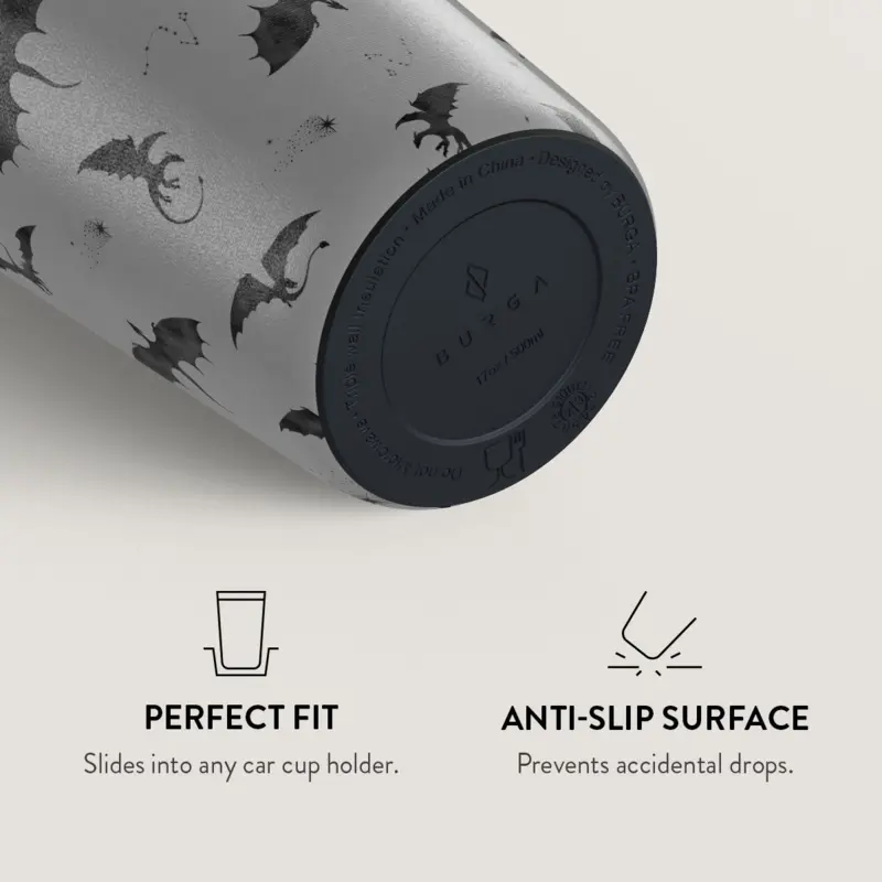 Burga Draco - Travel Mug 500ml with Flap & Straw Set - 2974754